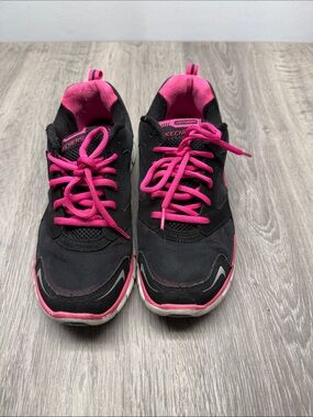 Skechers Black and Hot Pink Athletic Sneakers